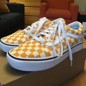 Yellow Checkered Old Skool Vans Women's 7.5